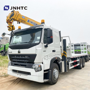 sinotruk heavy truck self loading with boom crane howo a7 t7 10w 380hp 371hp 10wheeler 12 wheeler  6x4 self loader truck