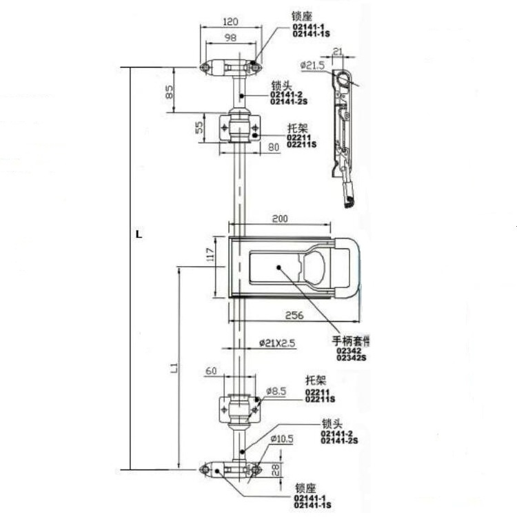 Cargo Container Door Handles Recessed Cam Lock Tool Box Curtain Trailer Door Handle Lock