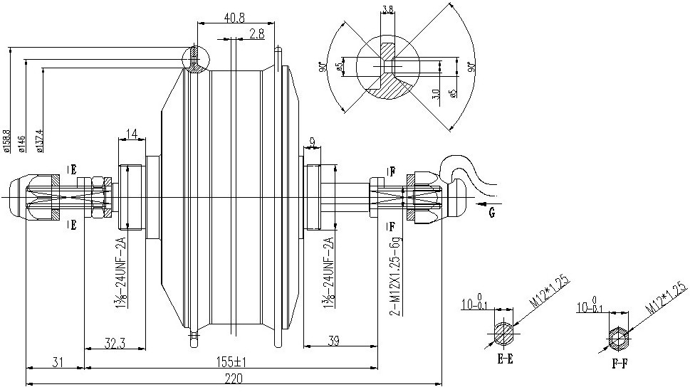 250-500W 24-48V Brushless Direct Drive Hub Motor 48v 500w For Hub Motor E Bike