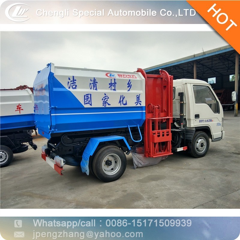 Mini hanging bucket garbage truck side loader forklift truck small garbage truck for 3tons