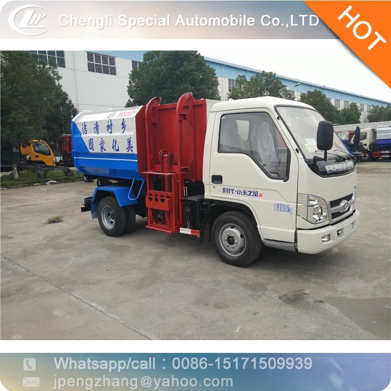 Mini hanging bucket garbage truck side loader forklift truck small garbage truck for 3tons