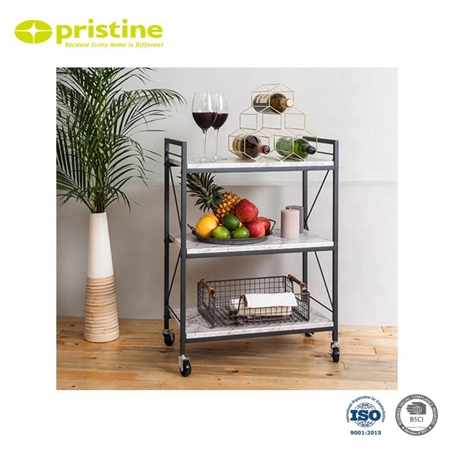 3 tier Marble grain Metal Cart | black | Taiwan | three layer | kitchen | serving | storage organizer | trolley