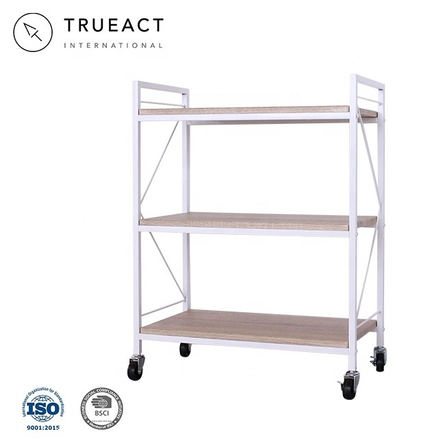 3 tier Wood grain Metal Cart | White color | Taiwan | kitchen | three layer | serving | storage organizer | trolley