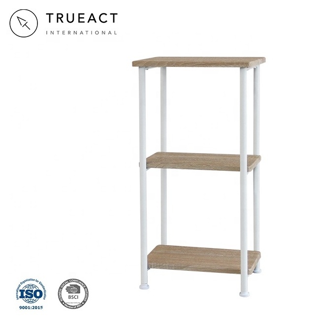 3 tier wood grain Metal shelf | white | Taiwan | three layer | serving | storage organizer | trolley