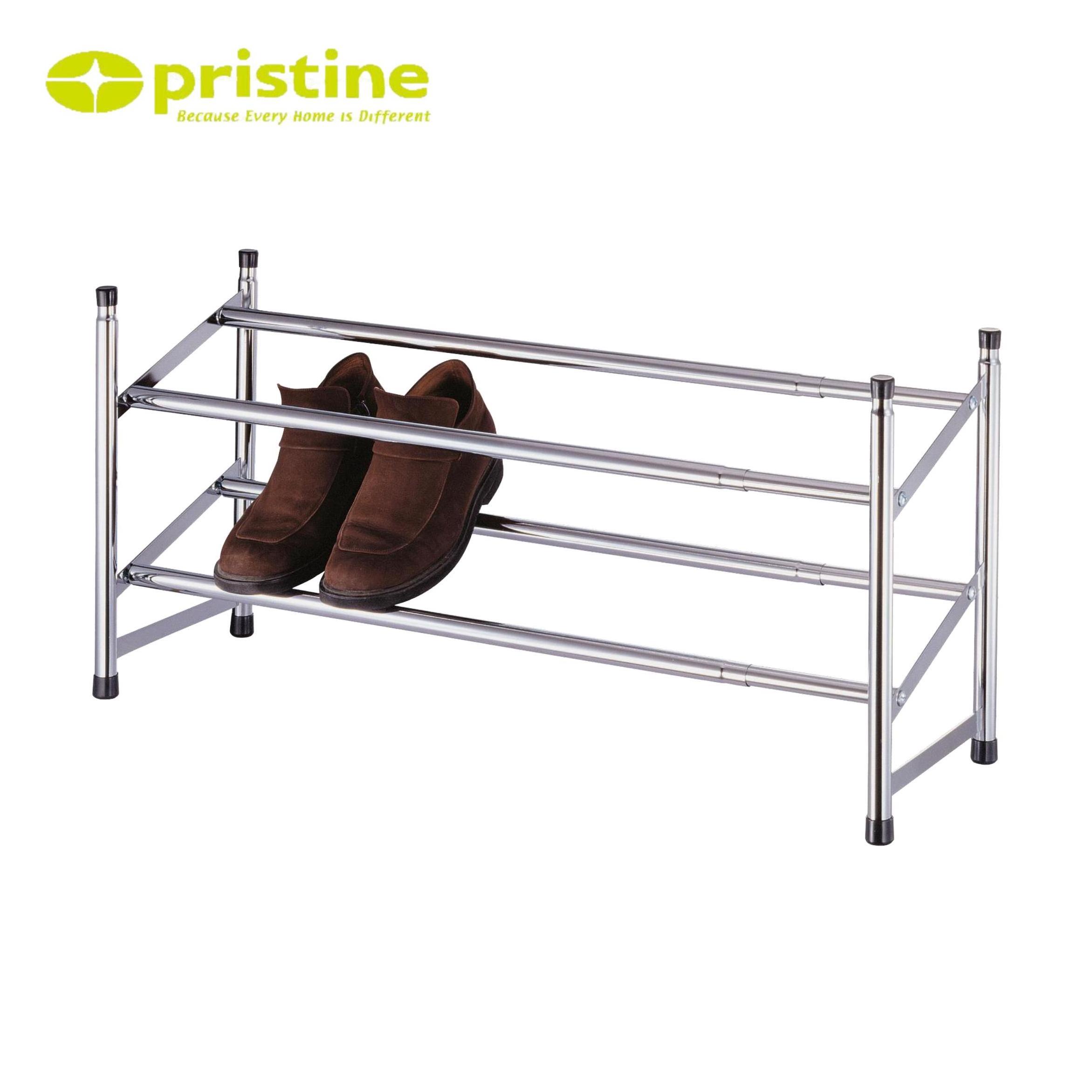 Two-layers steel tube metal waterproof adjustable shoe display rack with iron tube steel shoe rack