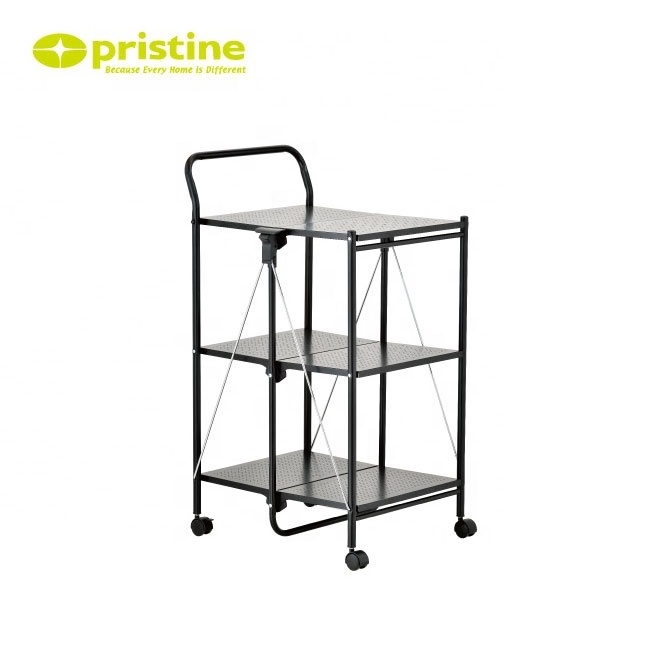 3 Tier rolling utility folding Storage Cart | Taiwan | kitchen | Black | serving | Trolley