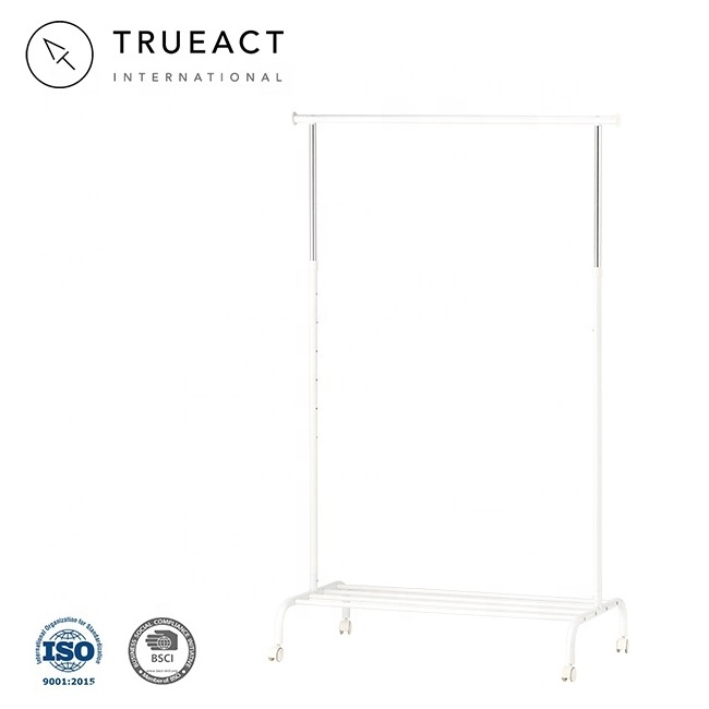 Ready to Ship Adjustable garment stand clothes display rolling indoor stand hangers and racks Single Garment Rack stand