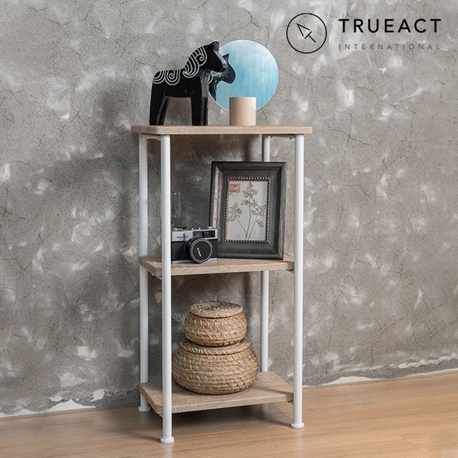 3 tier wood grain Metal shelf | white | Taiwan | three layer | serving | storage organizer | trolley