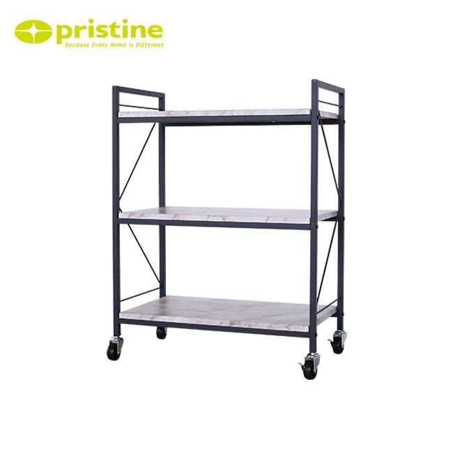 3 tier Marble grain Metal Cart | black | Taiwan | three layer | kitchen | serving | storage organizer | trolley