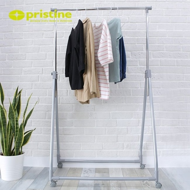 Made in Taiwan Modern Collapsible Portable Commercial Rolling Metal Clothes Cloth Hanging Clothing Garment Display Rolling Rack