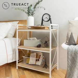 3 tier Wood grain Metal Cart | White color | Taiwan | kitchen | three layer | serving | storage organizer | trolley