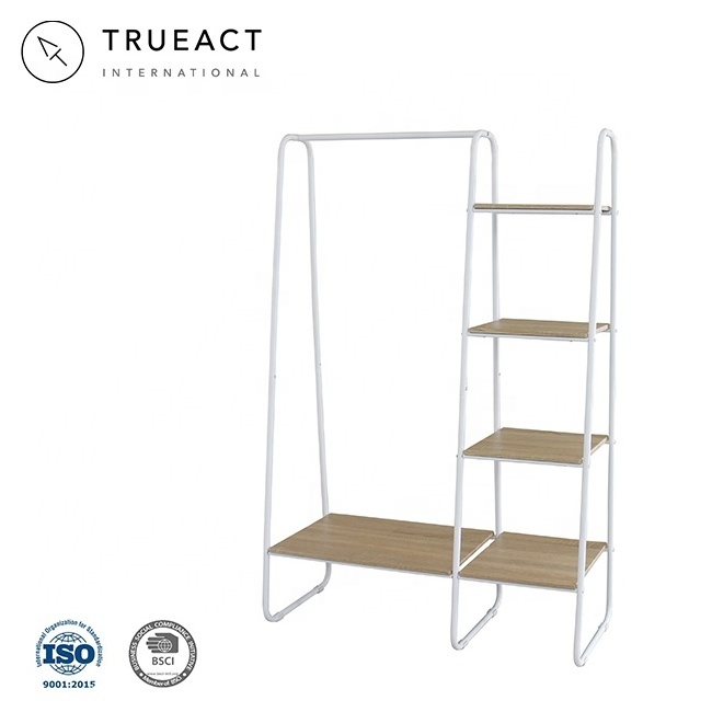 Metal Garment Rack with Wood Shelves Taiwan manufacturer clothing display rack