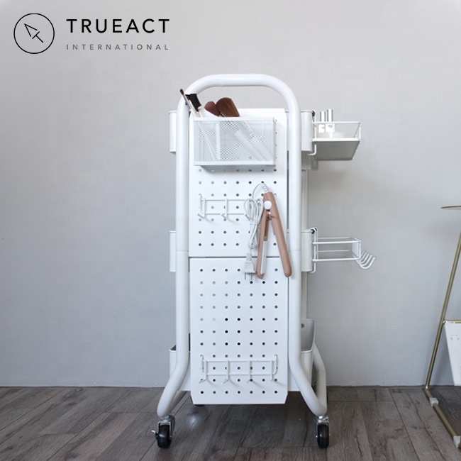 Metal shelf rolling carts with accessaries | white | Taiwan | three layer | kitchen | serving | storage organizer | trolley