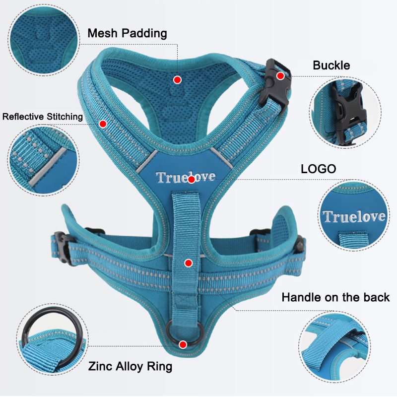 Truelove conjunto de arnes para perro collar perro dog harness set and leash bandana french bulldog harness