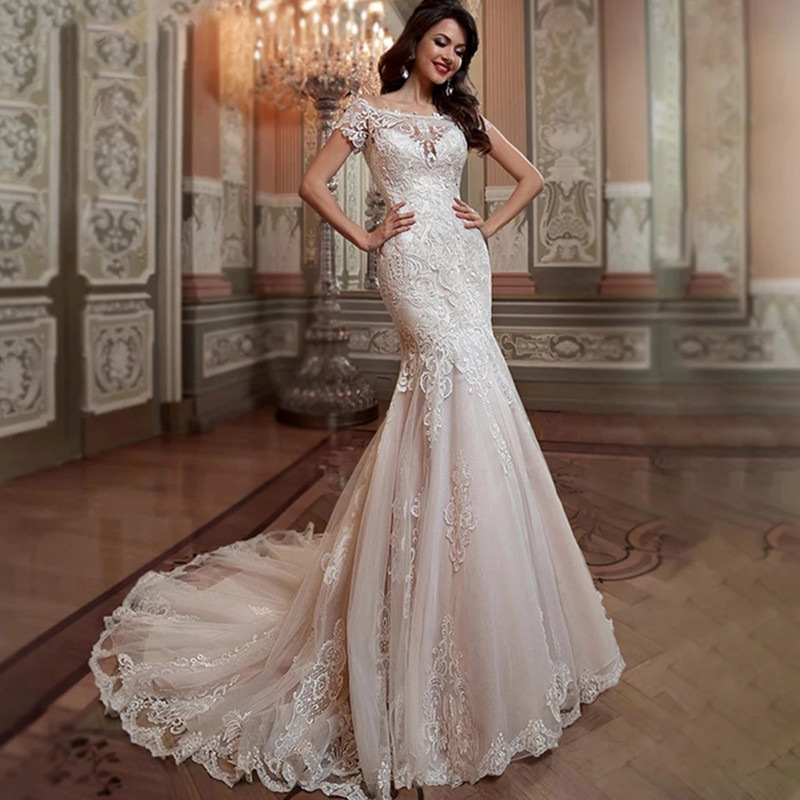 Fishtail Wedding Bride 2024 New French Line Shoulder Lace High-end Niche Out Veil Welcome Evening Dress Woman