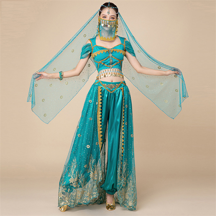 Aladdin Jasmine Princess Stage Dress Belly Dance Practice Gong Costume Performance Suit Elegant Loose Indian Stage Costume