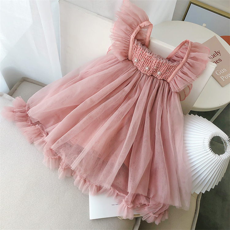 2023 New Kids Designs Infant summer casual style sleeveless layered gown tulle baby girl dresses