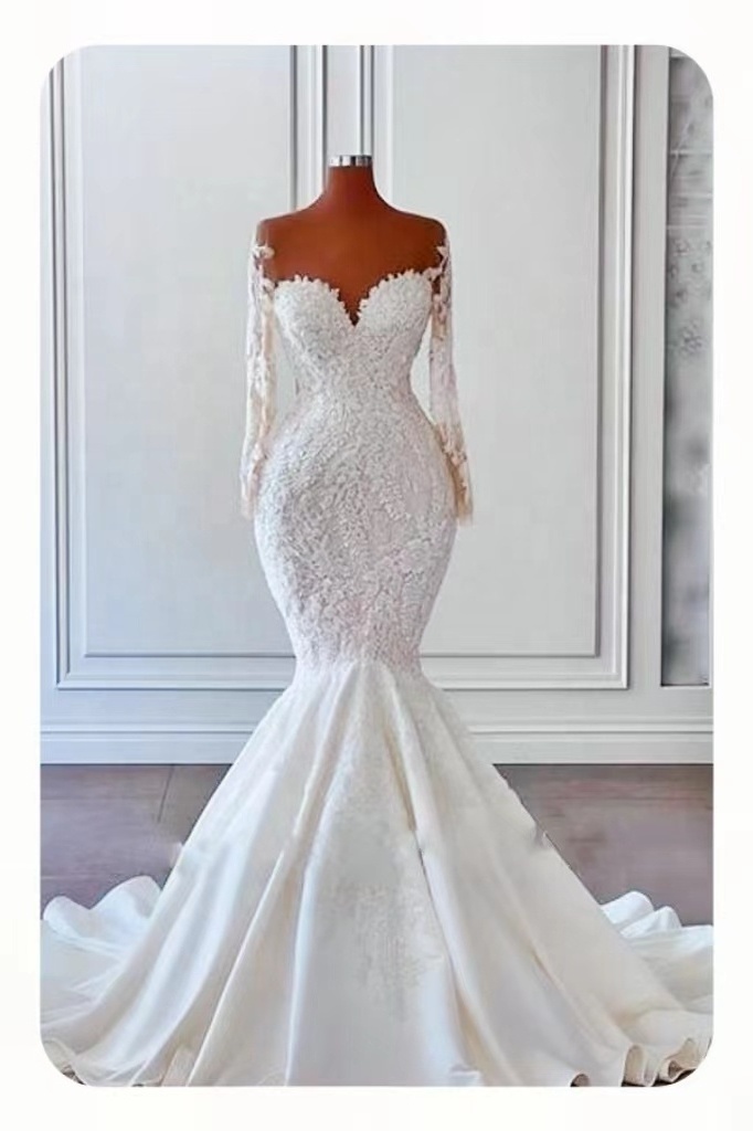 2023 new Custom Made Handmade Embroidered Mermaid Wedding Dress Sexy Cut-out Bridal Gown