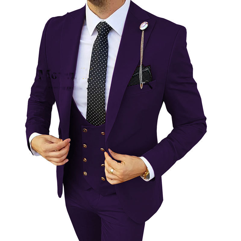 The new 2023 suit men's suit three-piece Korean version slim-fit business best man dress groom wedding men's wear