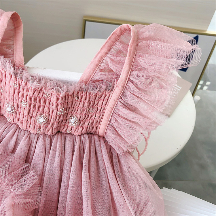 2023 New Kids Designs Infant summer casual style sleeveless layered gown tulle baby girl dresses