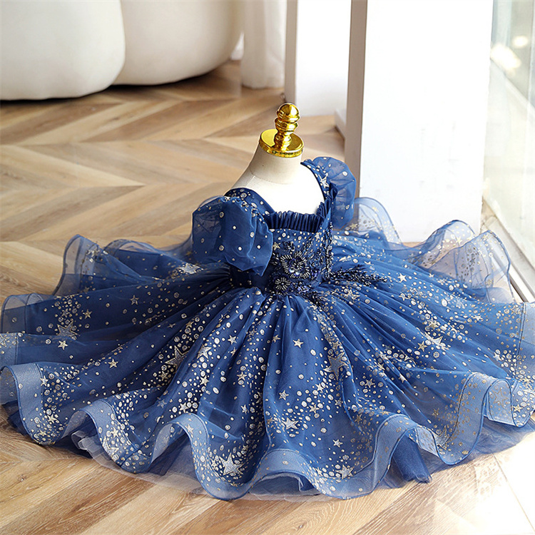 Autumn Children's dress catwalk girl piano performance costume foreign style host birthday princess skirt