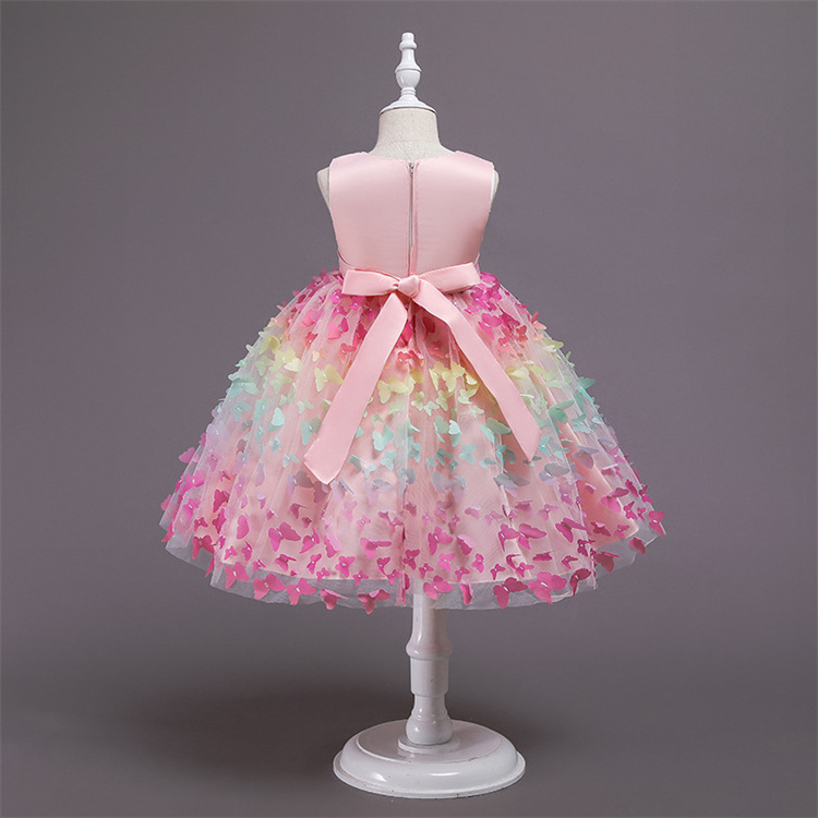 New style Butterfly decoration European style Pink cotton girls sleeveless princess spot print Tutu dress