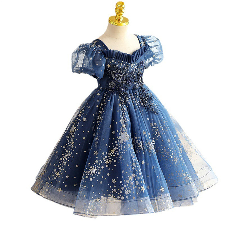 Autumn Children's dress catwalk girl piano performance costume foreign style host birthday princess skirt