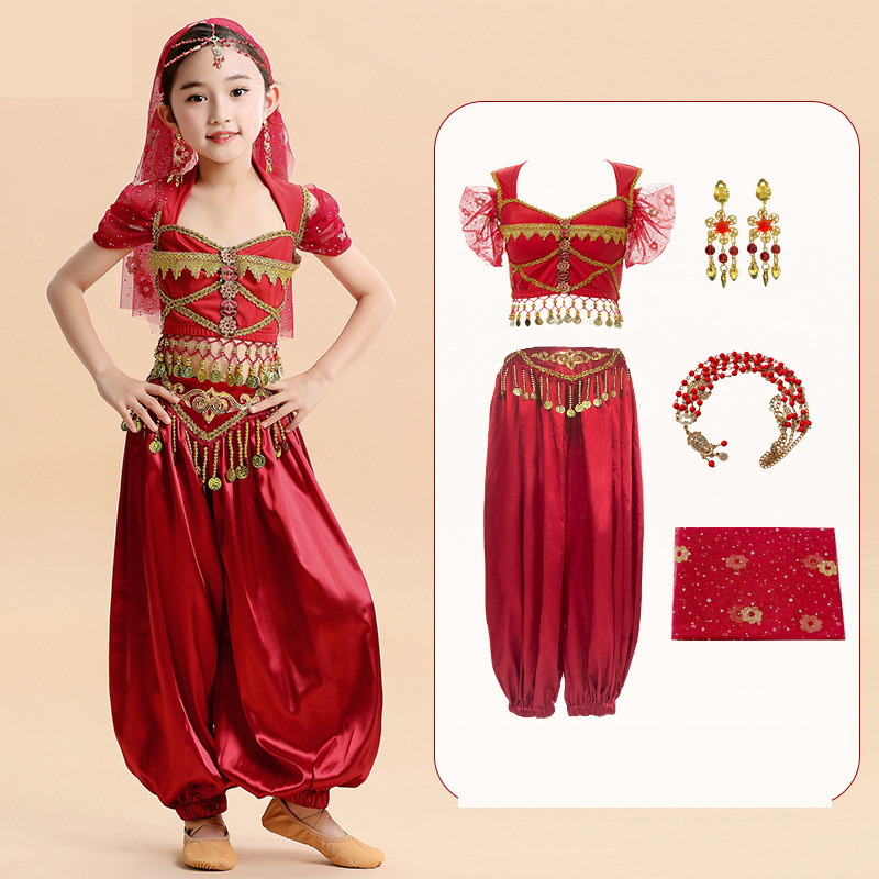 Wholesale New belly Dance Costumes Arabic Kids Bollywood Indian Dance Dress Girl Dresses Stage Costume