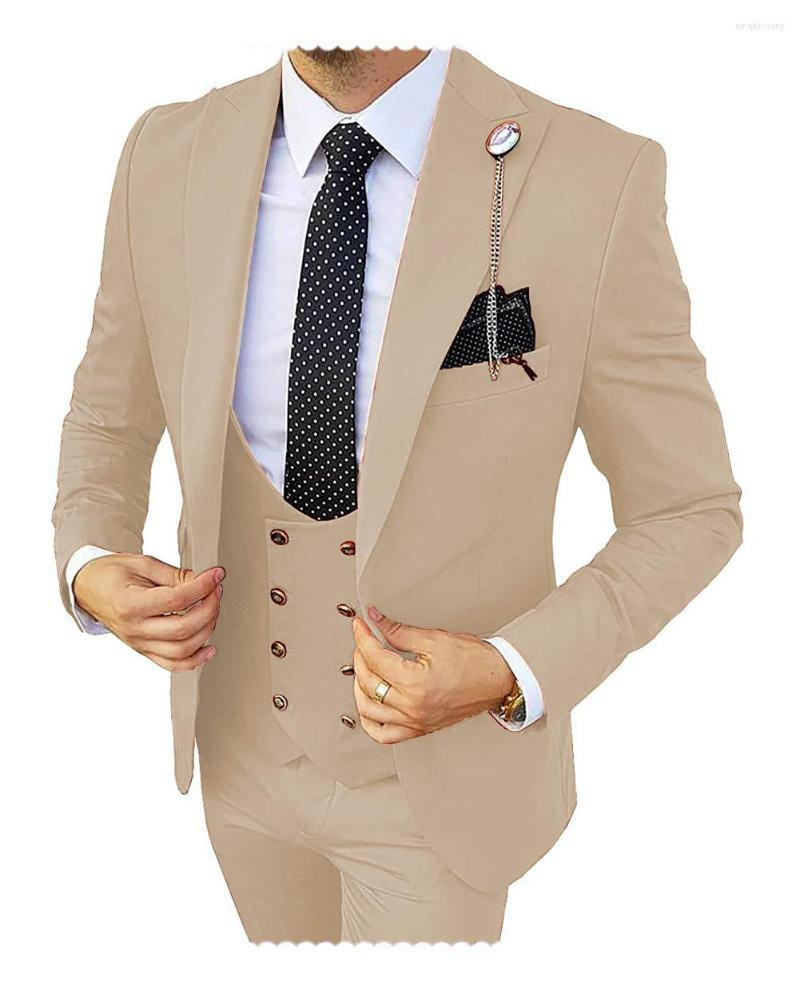 The new 2023 suit men's suit three-piece Korean version slim-fit business best man dress groom wedding men's wear