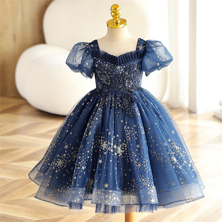 Autumn Children's dress catwalk girl piano performance costume foreign style host birthday princess skirt