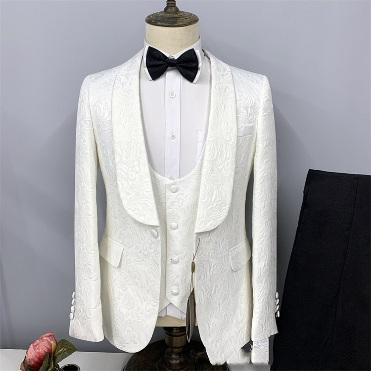 New design fashion Italian slim fit Pink waistcoat Men's tuxedo suit Men's wedding dress 3-piece men's slim suit Royal Navy blue