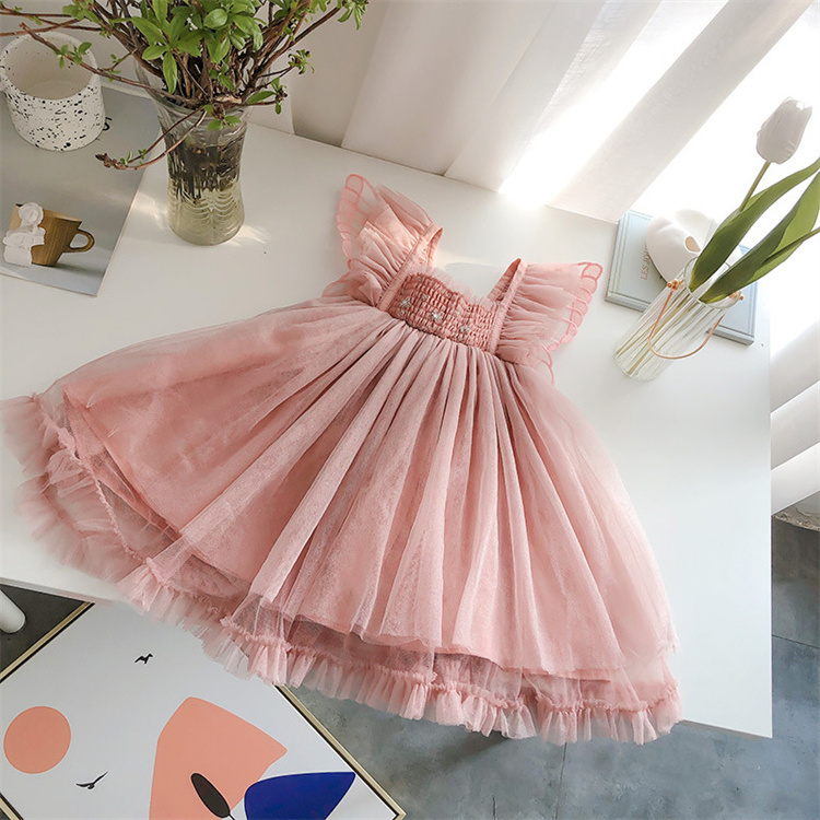 2023 New Kids Designs Infant summer casual style sleeveless layered gown tulle baby girl dresses