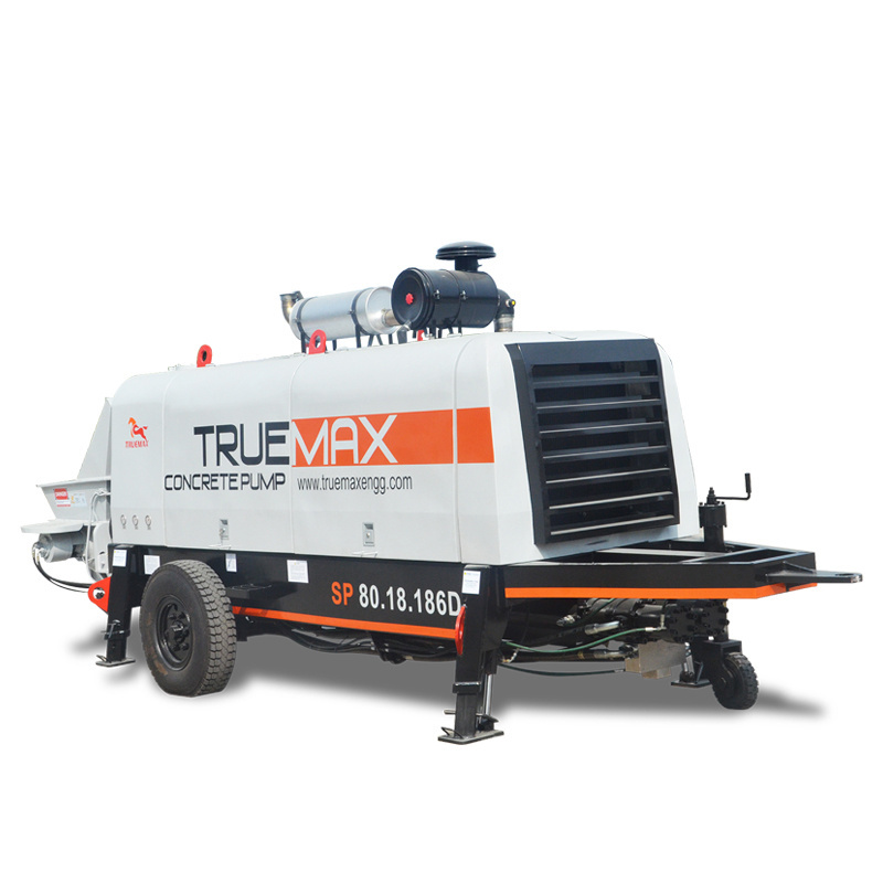 Truemax SP80.18.186D concrete mixer pump diesel trailer machine price putzmeister cement stationary concrete pumps