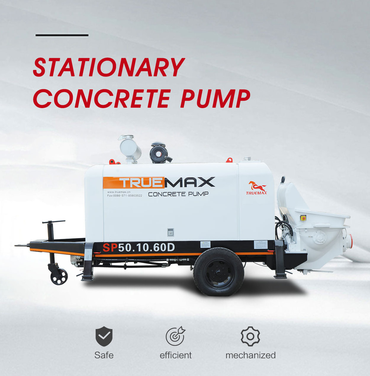 Truemax SP80.18.186D concrete mixer pump diesel trailer machine price putzmeister cement stationary concrete pumps