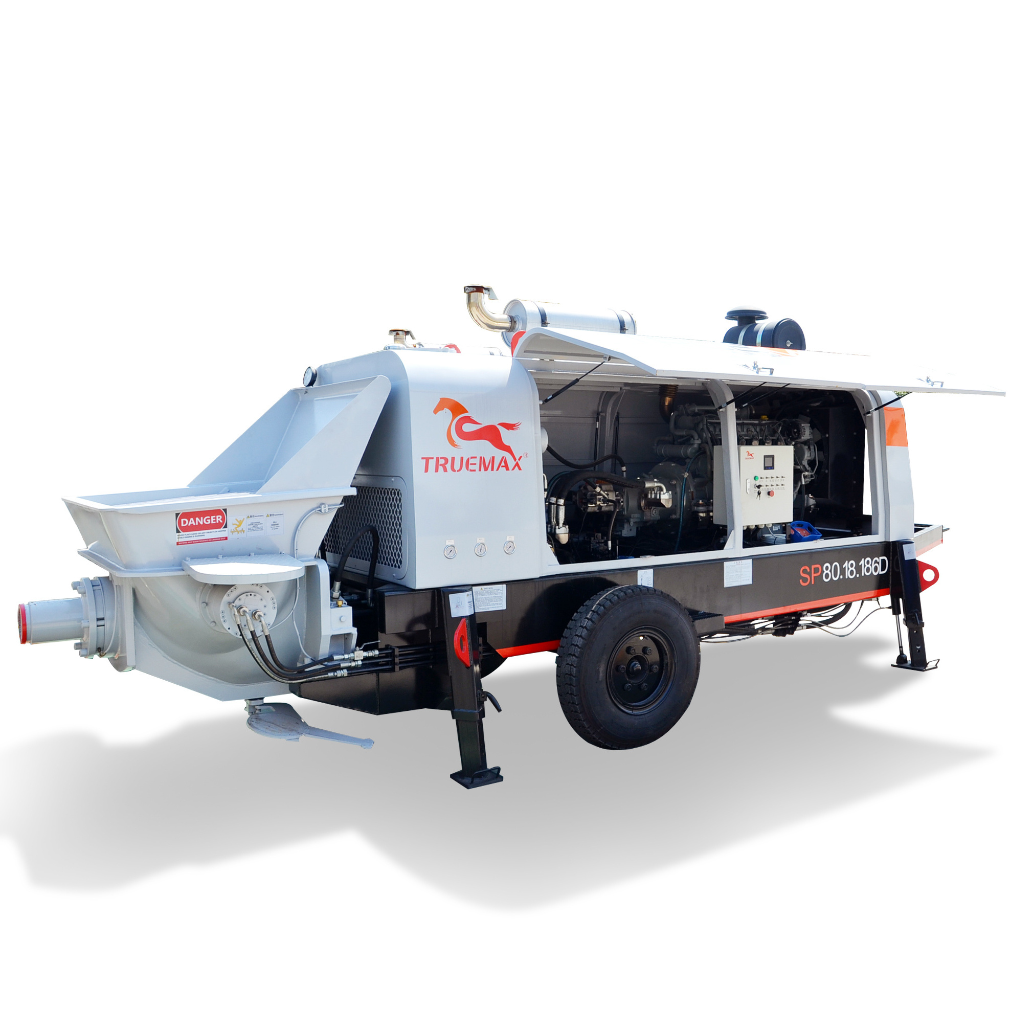 Truemax SP80.18.186D concrete mixer pump diesel trailer machine price putzmeister cement stationary concrete pumps