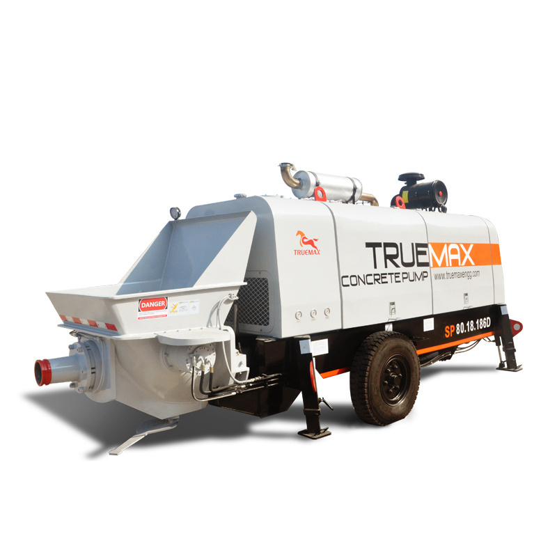 Truemax SP80.18.186D concrete mixer pump diesel trailer machine price putzmeister cement stationary concrete pumps