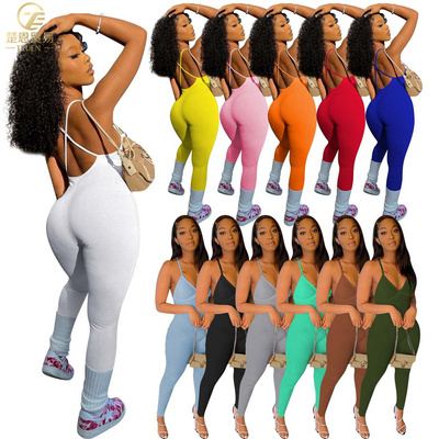 Spring women clothing summer clothes Sleeveless sexy club wear for women bodycon jumpsuit Rompers women one piece jumpsuit