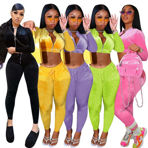 2024 Spring Velvet Velour Tracksuits Two Piece Set Winter Women Workout Fall sexy 2 Piece Stacked Pants Jogger Set Sweat Suits