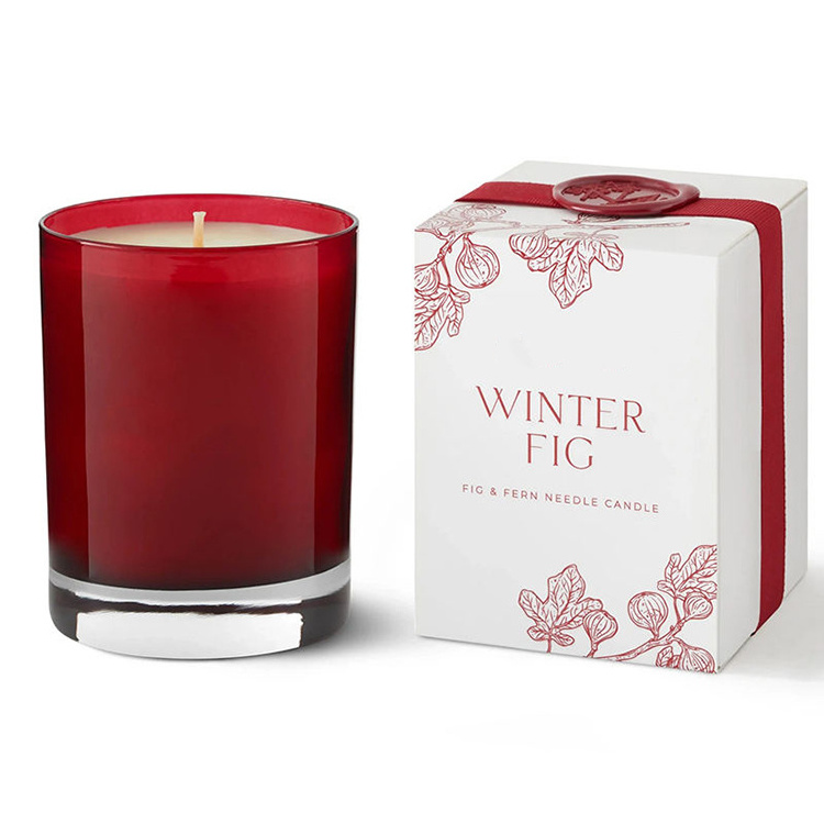 True Scent wholesale private label scented candles making supplies red green candle jar with box fragrance candle soy wax