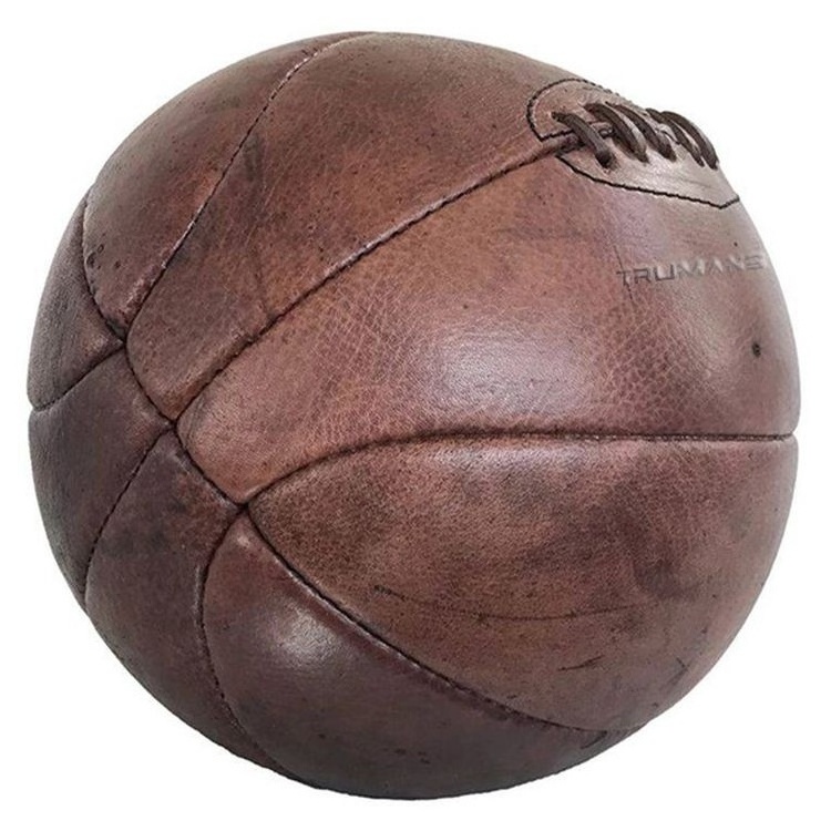 Unique 18 Panel Soccer Ball Style Antique Vintage Old School Genuine Real Leather Basketball