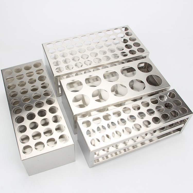 Trummed stainless test tube holder test tube rack 50well holder for chemistry laboratory