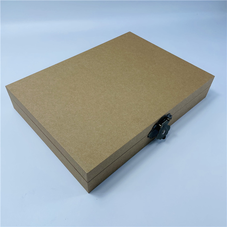 Old Fashioned Brown Kraft Paper Cardboard Packaging Box with A Special Old Lock Recyclable