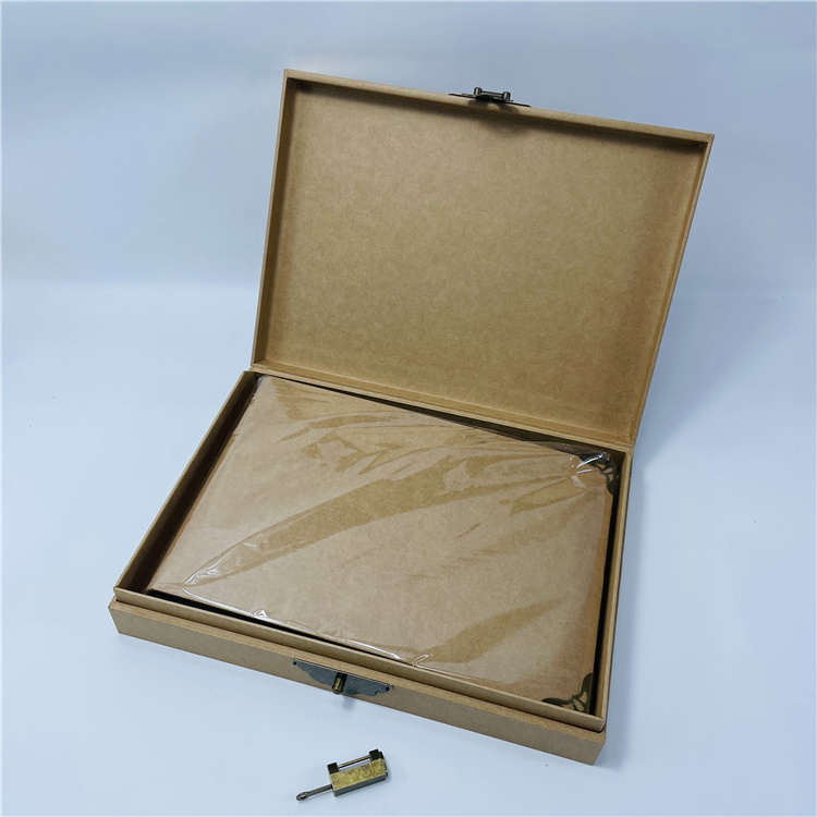 Old Fashioned Brown Kraft Paper Cardboard Packaging Box with A Special Old Lock Recyclable