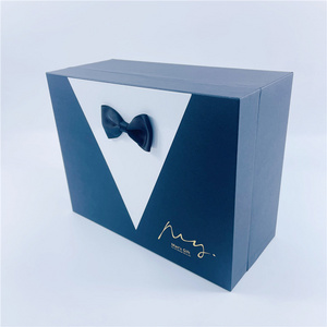 Recyclable Black Bow Tie Father's Day Gentleman Gift Valentines Gift Box Rigid Cardboard Packaging For Boyfriend Husband