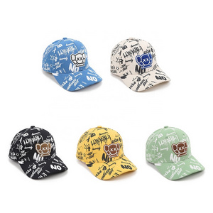 Wholesale  Graffiti Print Outdoor Children Baseball Sports Hat Cartoon Character Silicone Patch Kids Caps