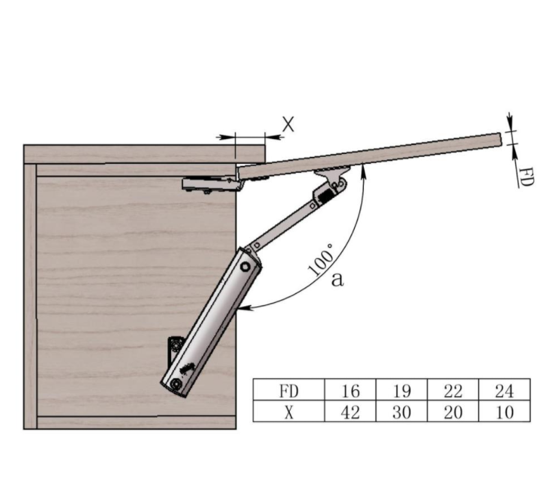 TRUMY Other Furniture Hardware 250-500 Mm Free Stop System Kitchen Cabinet Hydraulic Lift Door Support Flap Lid Stay Hinge