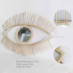 Woven Rattan Eye Mirror Studio Frame Vintage Eye Decoration Creative Hand Woven Rattan Mirror eyelash mirror