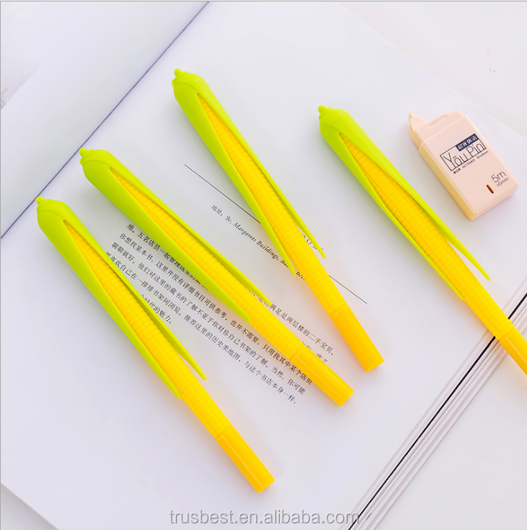 Novelty design Corn Shape Pen Silicone Rubber Square Corn Pen With Cap