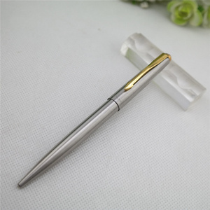 Simple  silver color  stainless steel  parker  ballpoint  pen  twist metal  ballpoint  pen