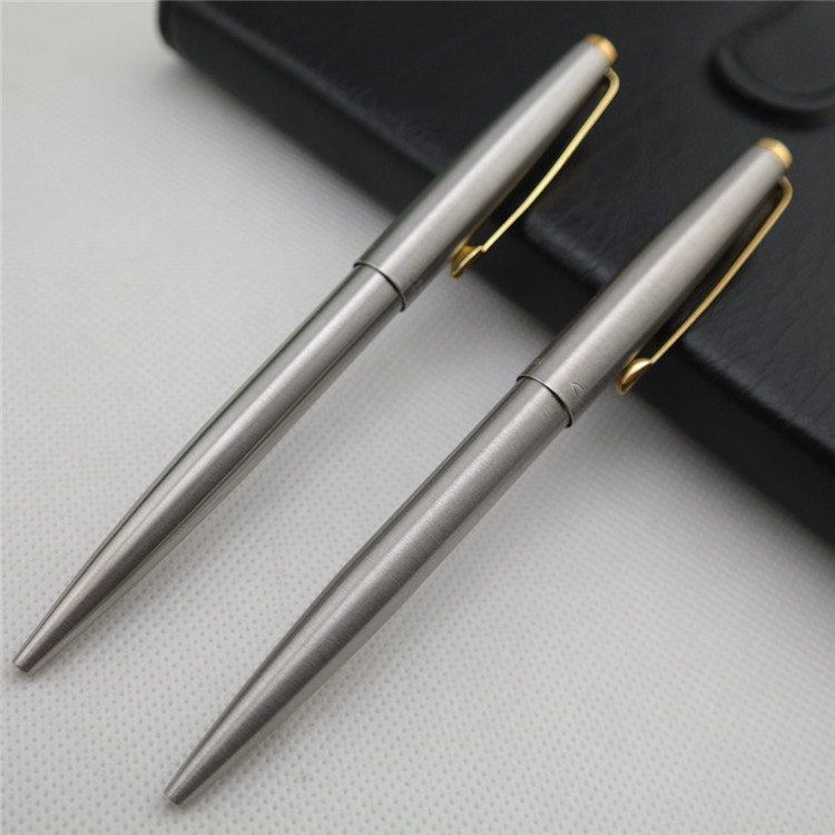 Simple  silver color  stainless steel  parker  ballpoint  pen  twist metal  ballpoint  pen